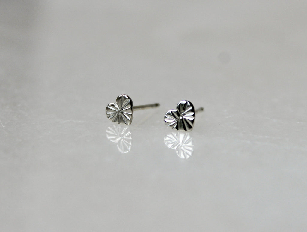 Hammered Sterling Silver Heart Stud Earrings, 5mm