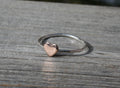 Minimal rose gold filled Heart Ring with Hammered Silver Band,  6mm Heart, Anniversary Gift