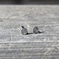 Dainty Sterling Silver Stud Earrings, Round Tiny Studs, Circle Earrings for Cartilage, Unique Hand Stamped Silver Jewelry, Gift for Her