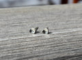 Hammered Minimal Silver Hart Stud Earrings, 5mm, Gift for Girls, Minimalist Jewelry, Textured Silver Earrings, Small Gift, Handmade Studs