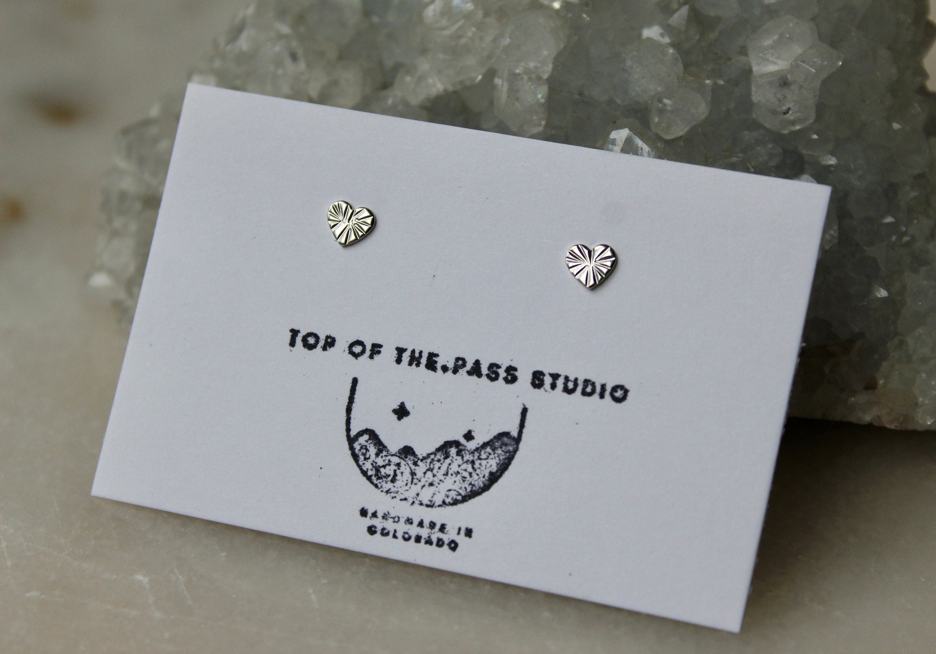 Hammered Sterling Silver Heart Stud Earrings, 5mm